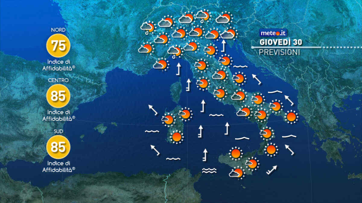 Meteo, Italia Divisa In Due Venerdì 31: Piogge Al Nord, Sole E Clima ...